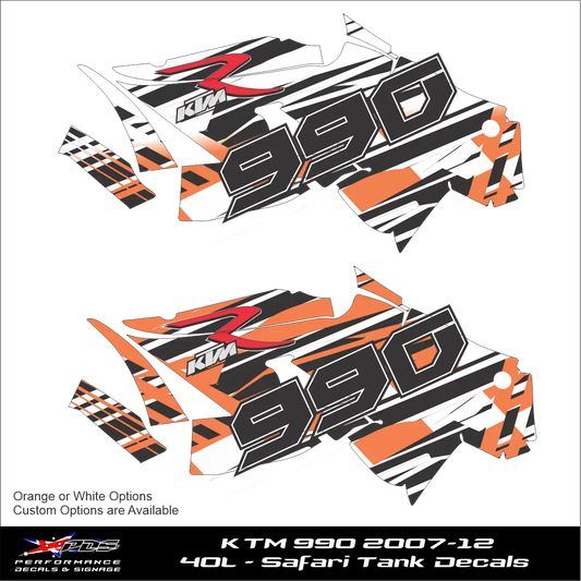 KTM 990 2007-12 40L Safari Fuel Tank Decals