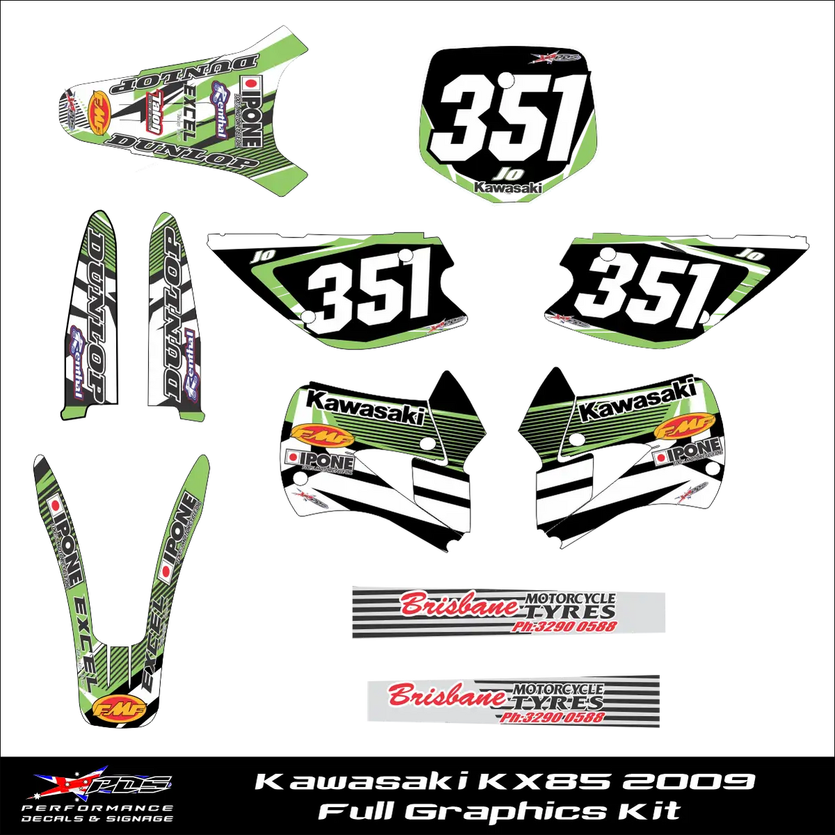 Kawasaki KX85 2009 Full Graphics Kit