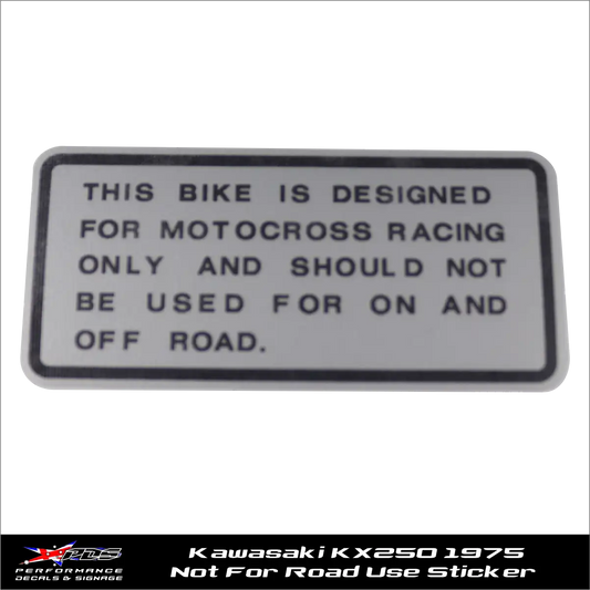 Kawasaki KX250 1974 Motocross Bike Not For Road Sticker