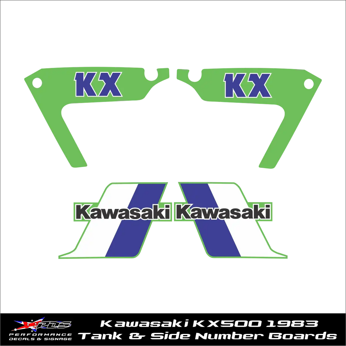 Kawasaki KX500 1983 Tank and Side Number Boards