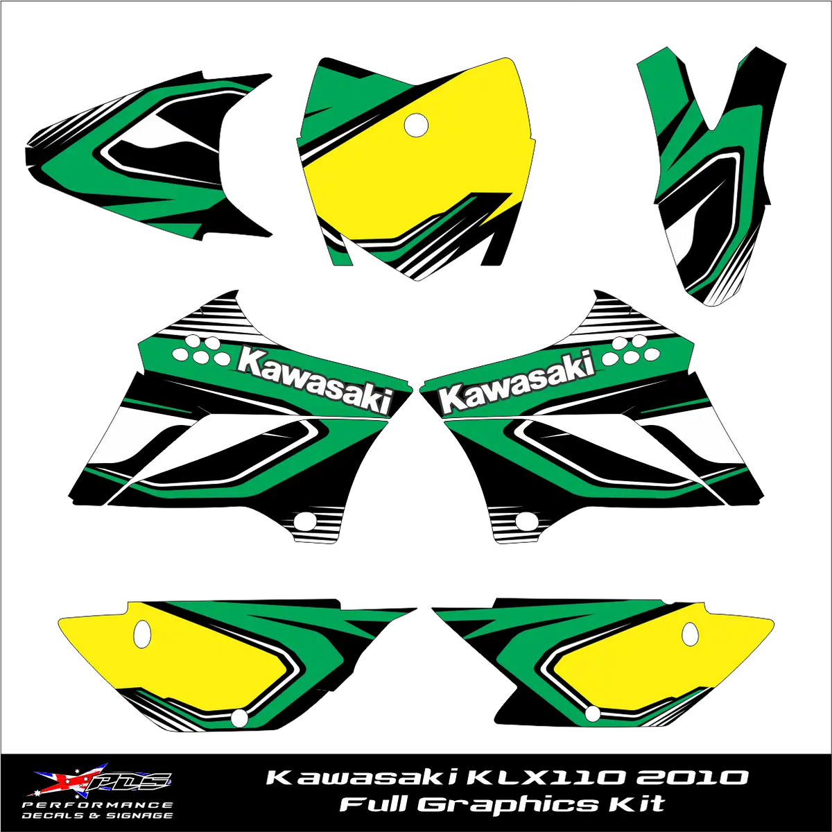 Kawasaki KLX110 2010-2026 Full Graphics Kit