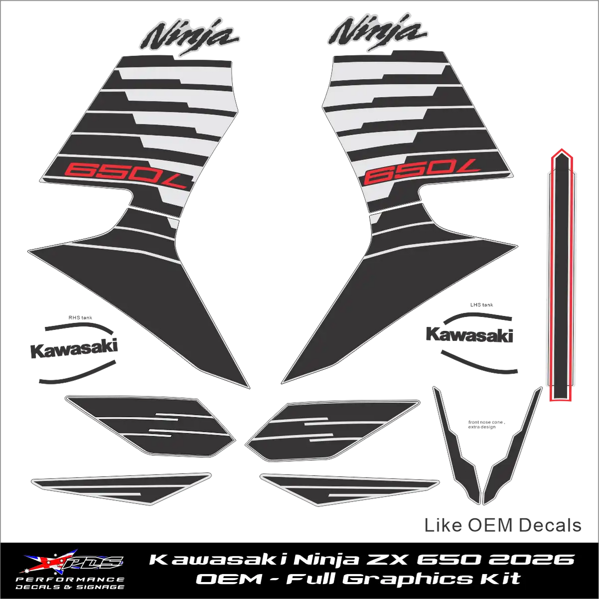 Kawasaki ZX650L 2026 - OEM Graphics Kit