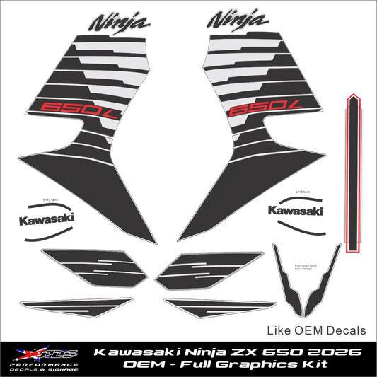 Kawasaki ZX650L 2026 - OEM Graphics Kit