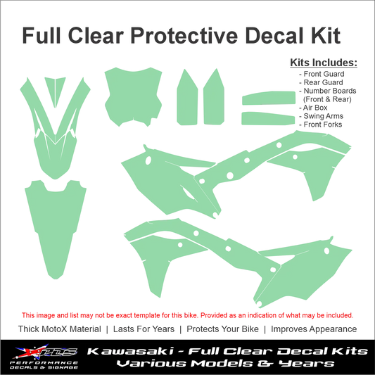 Motorbike Clear Protective Decals Kawasaki