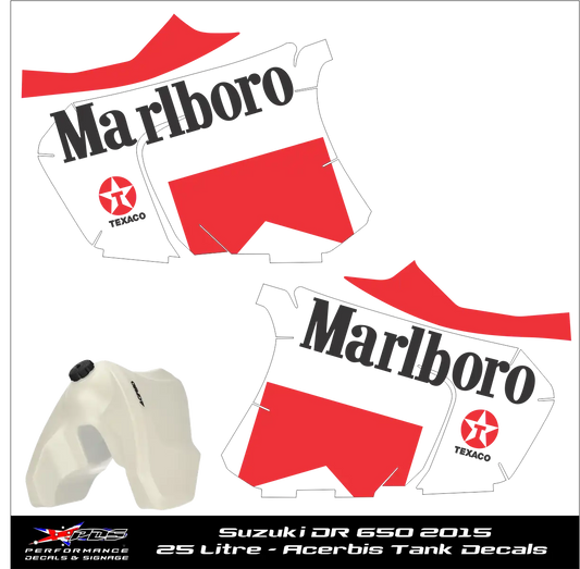 Suzuki DR 650 2015 25 Litre Acerbis Tank Decals
