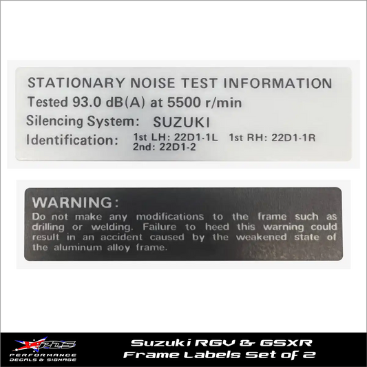 Suzuki RGV 250 1991-98 Frame Labels - Set of 2 Decals