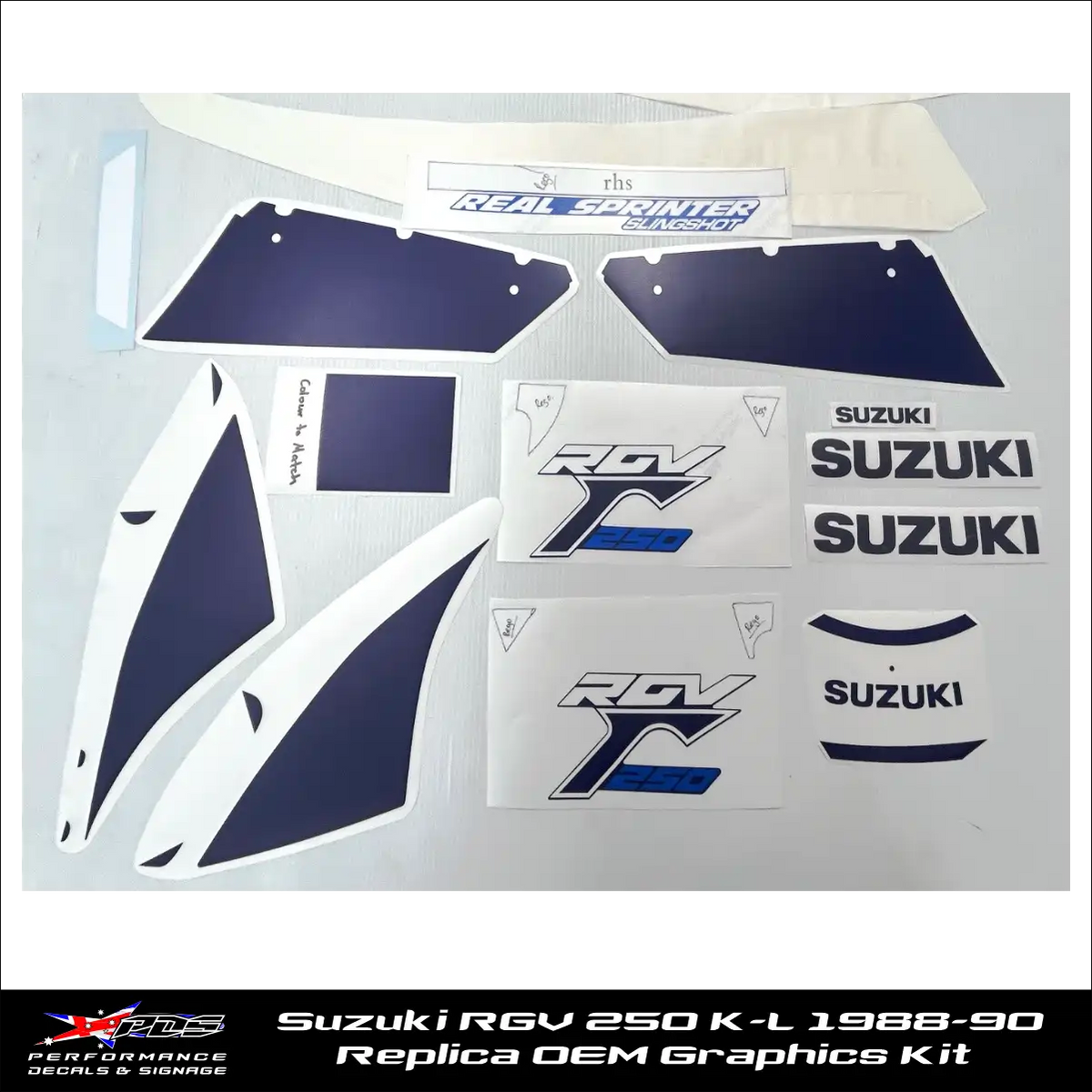 Suzuki RGV 250 K-L 1988-90 - Blue and White Replica Decals Graphics Kit