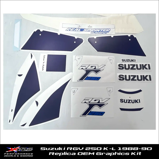 Suzuki RGV 250 K-L 1988-90 - Blue and White Replica Decals Graphics Kit