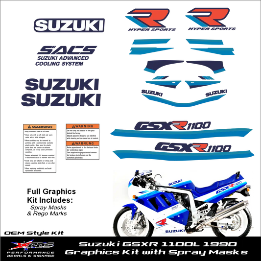 Suzuki GSXR1100L 1990 Graphics Kit with Spray Masks