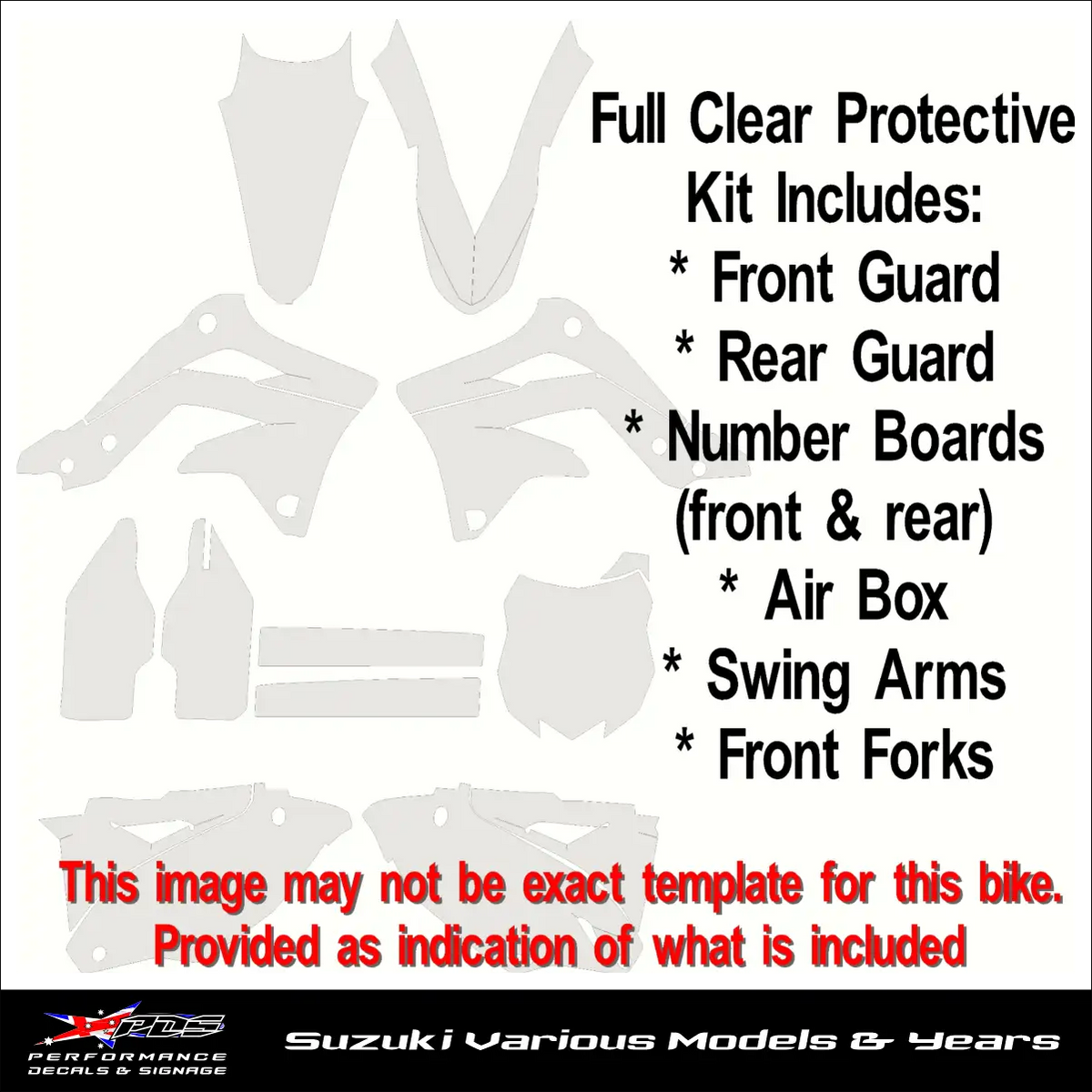 Motorbike Clear Protective Decals Suzuki