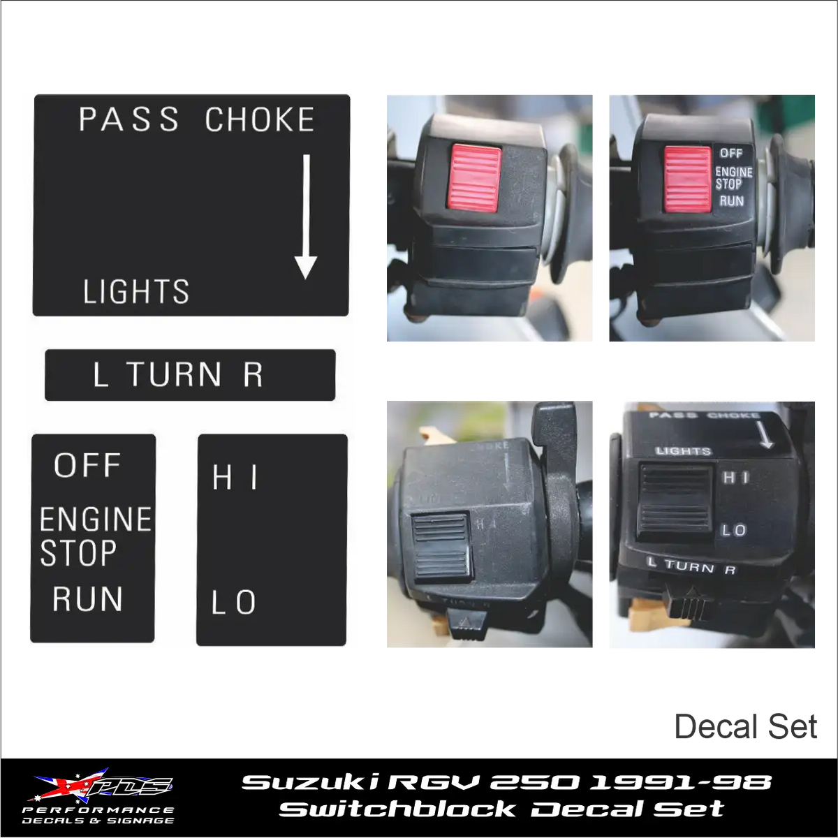 Suzuki RGV 250 Switch Block Stickers - 1991-1998