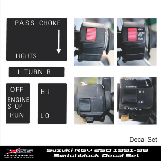 Suzuki RGV 250 Switch Block Stickers - 1991-1998