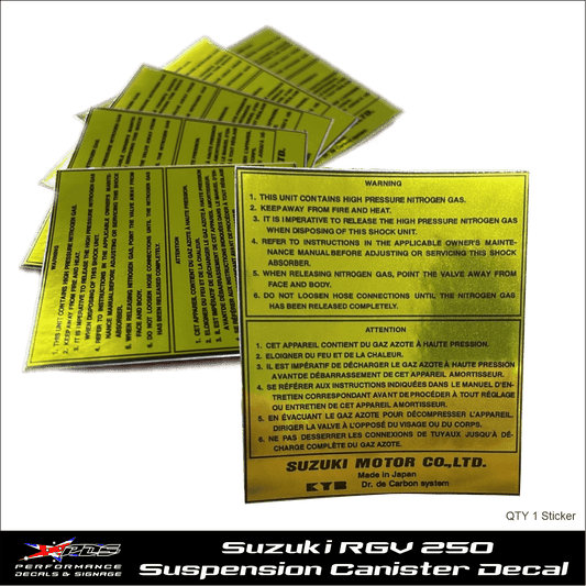 Suzuki RGV 250 Suspension Canister Black/Gold Decal