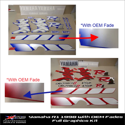 Yamaha R1 YZF 1000 1998 full graphics kit