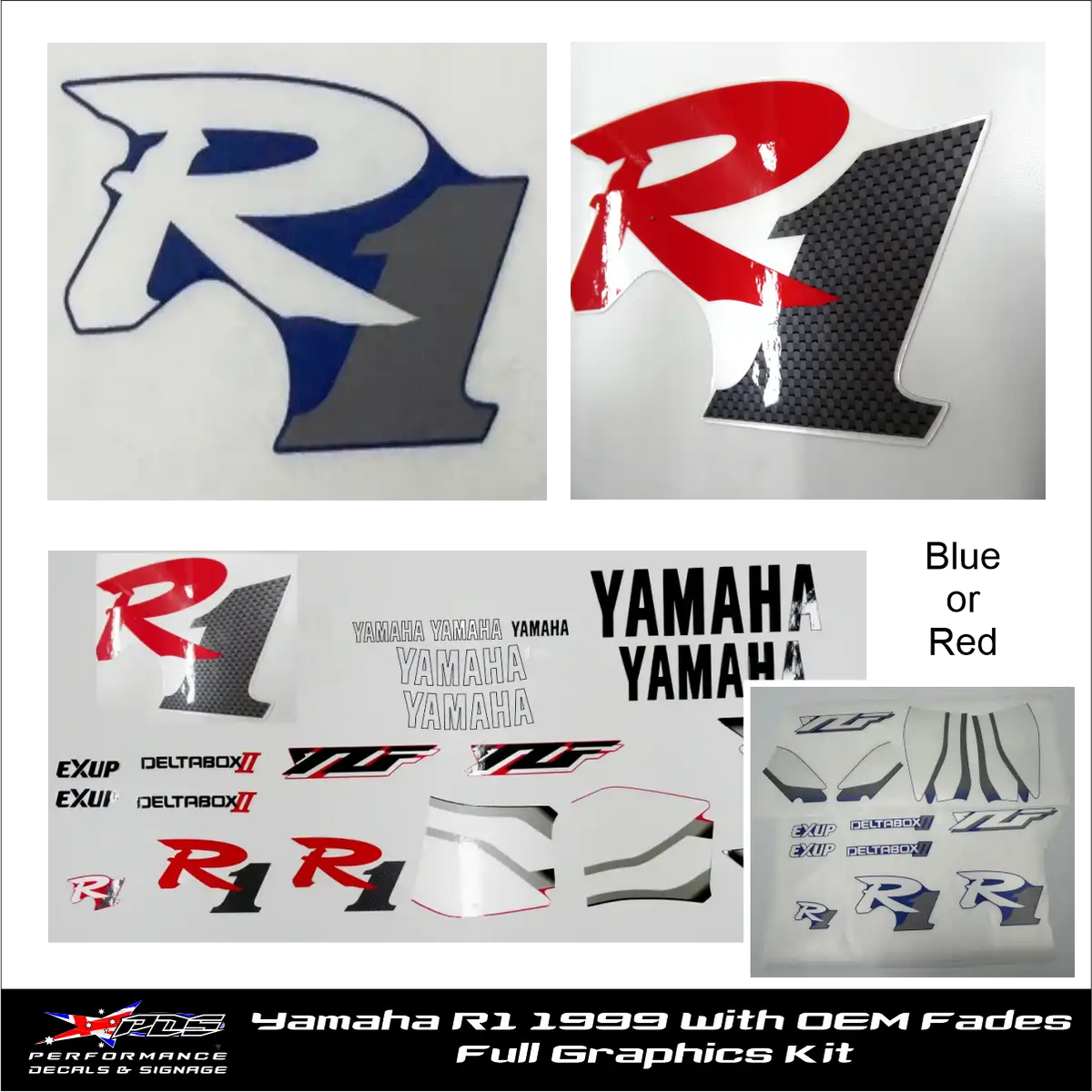 Yamaha R1 1999 Full Decal Kit - Like OEM With Fades