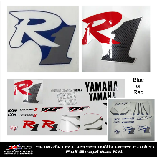Yamaha R1 1999 Full Decal Kit - Like OEM With Fades