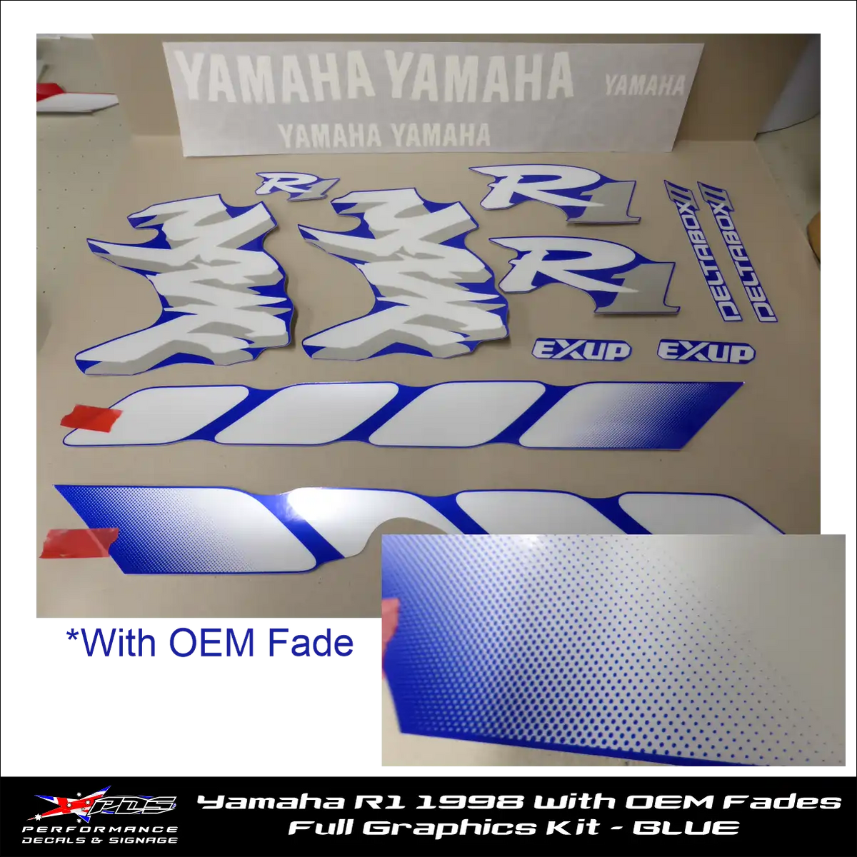 Yamaha R1 YZF 1000 1998 graphics kit, blue