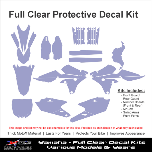 Motorbike Clear Protective Decals Yamaha