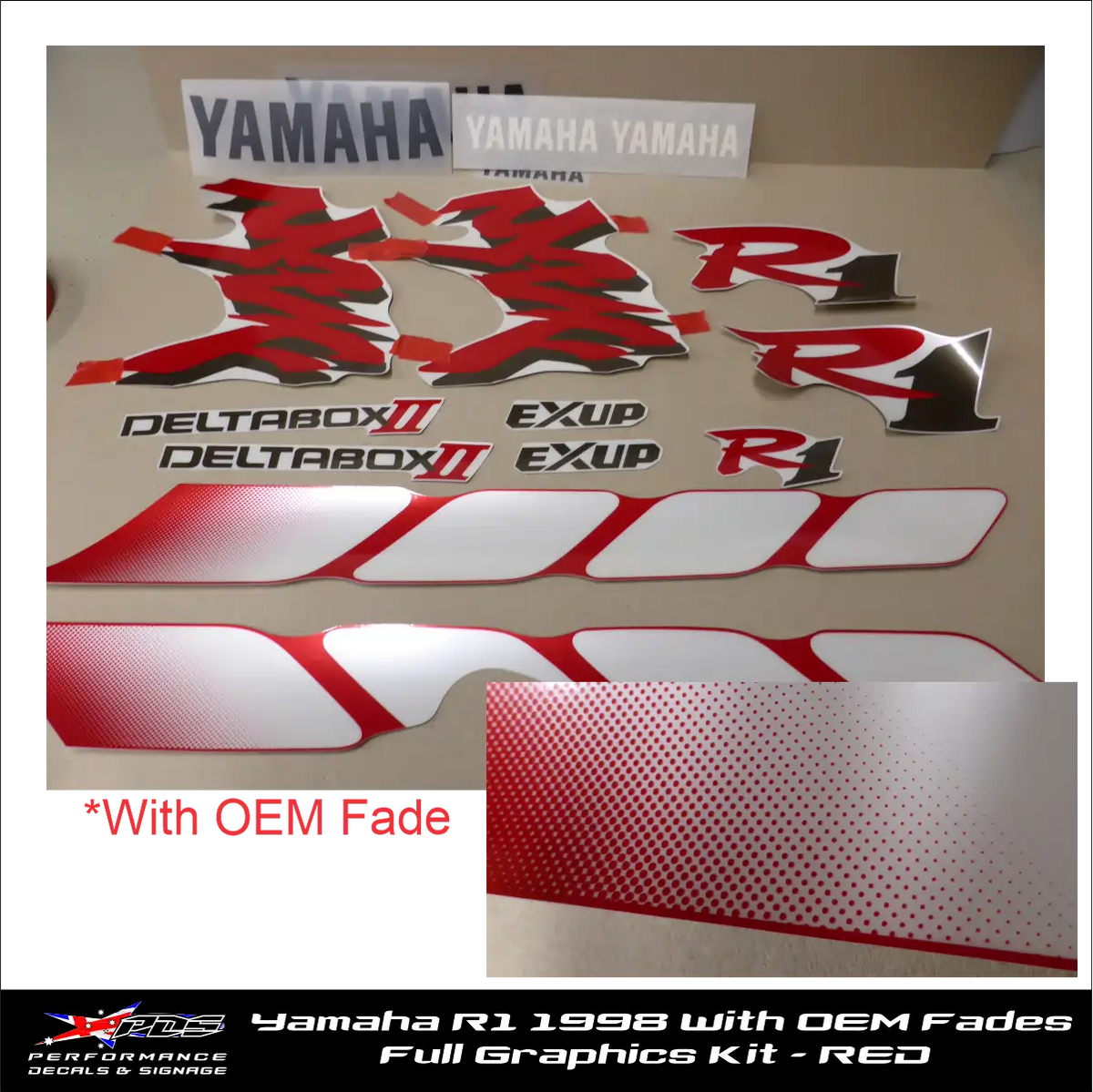 Yamaha R1 YZF 1000 1998 graphics kit, red