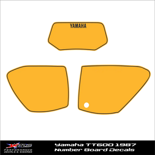 Yamaha TT600 1987 Number Board Decals