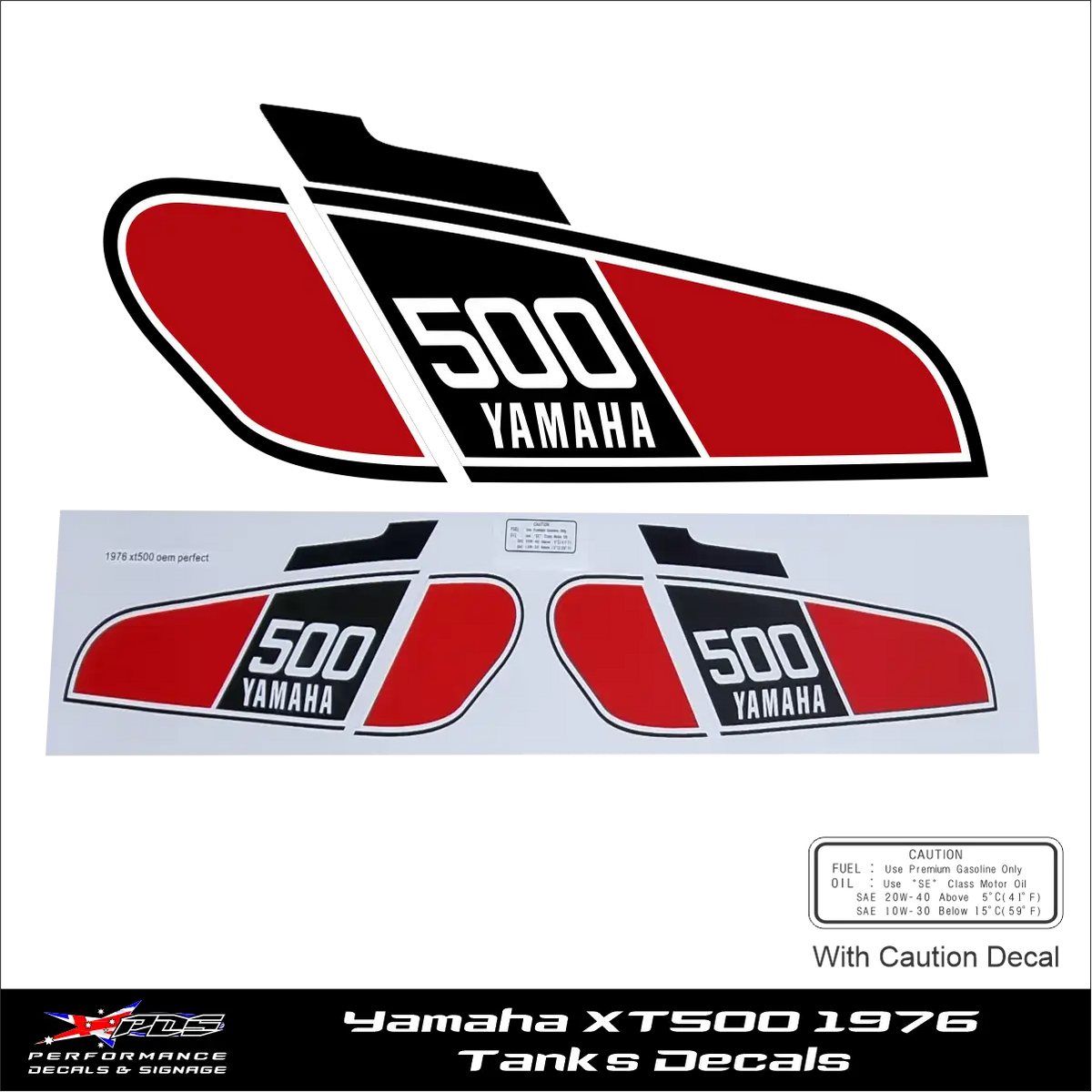 Yamaha XT500 1976 Tank Decals
