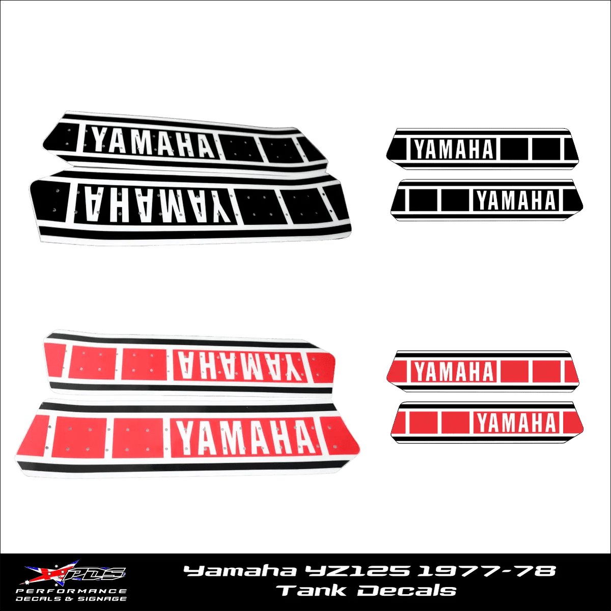 Yamaha YZ125 Perforated Tank Decals - 1977-78