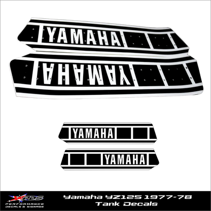 Yamaha YZ125 Tank Decals - 1977-78 Perforated
