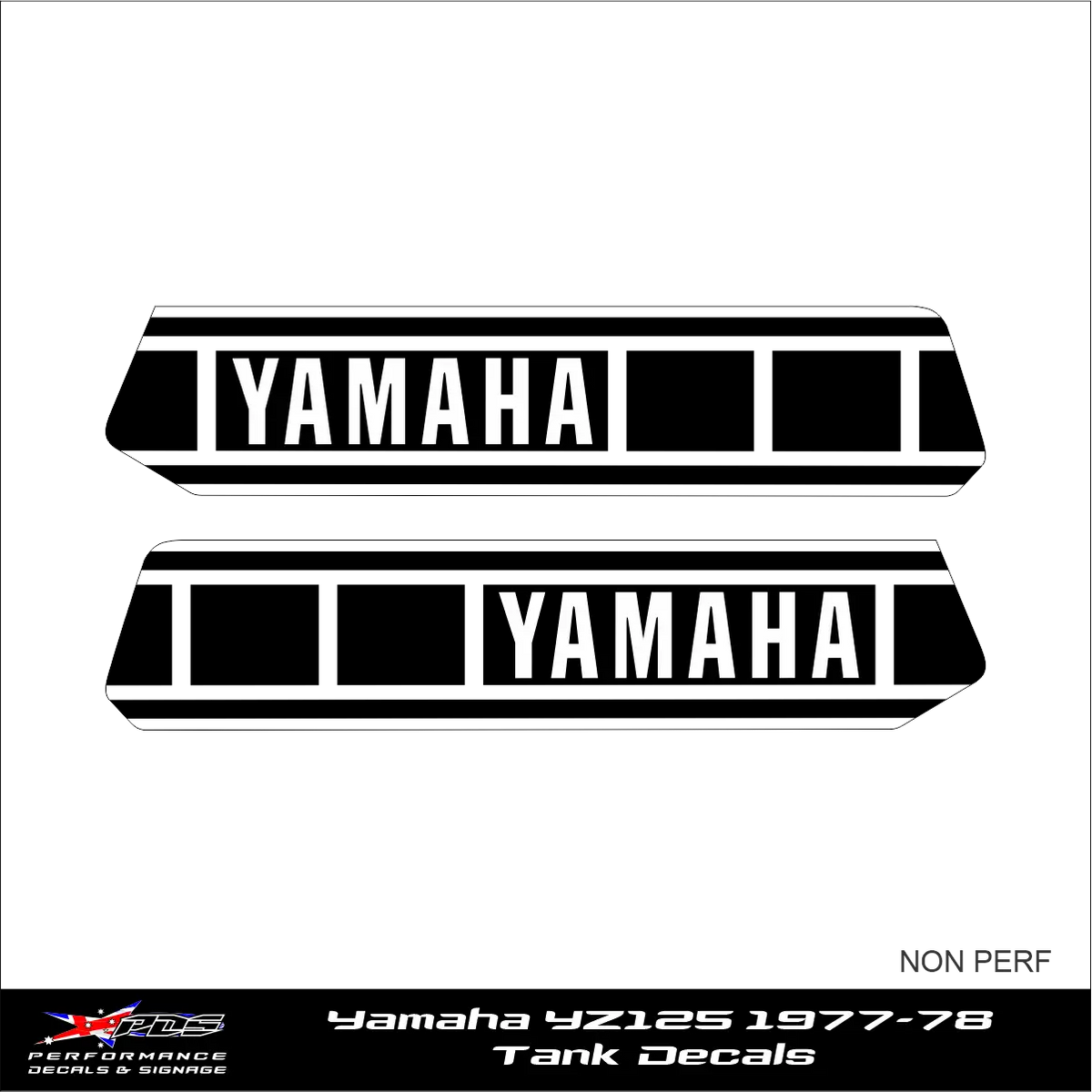 Yamaha YZ125 Tank Decals - 1977-78 Non-perforated