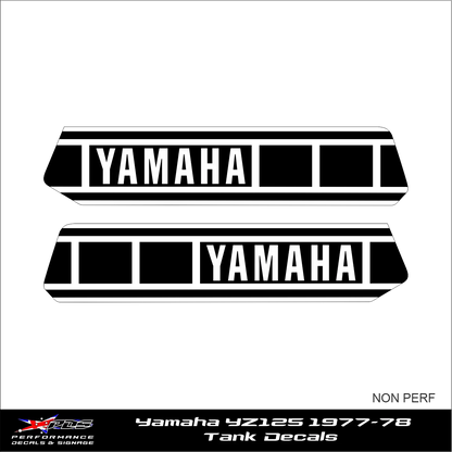 Yamaha YZ125 Tank Decals - 1977-78 Non-perforated