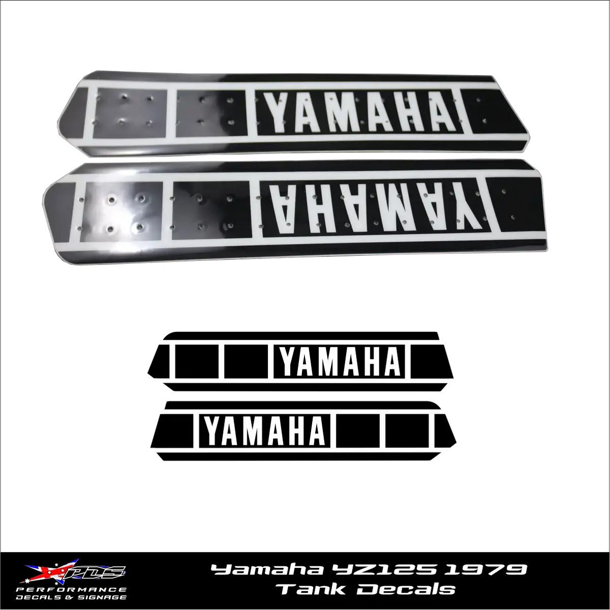 Yamaha YZ125 Tank Decals 1979 Perforated