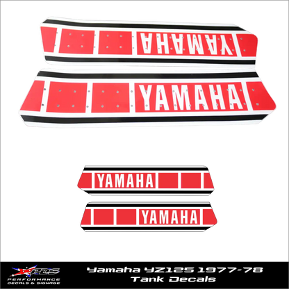 Yamaha YZ125 Tank Decals - 1977-78 Perforated