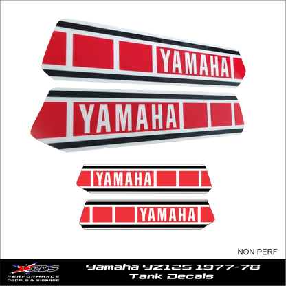 Yamaha YZ125 Tank Decals - 1977-78 Non-perforated