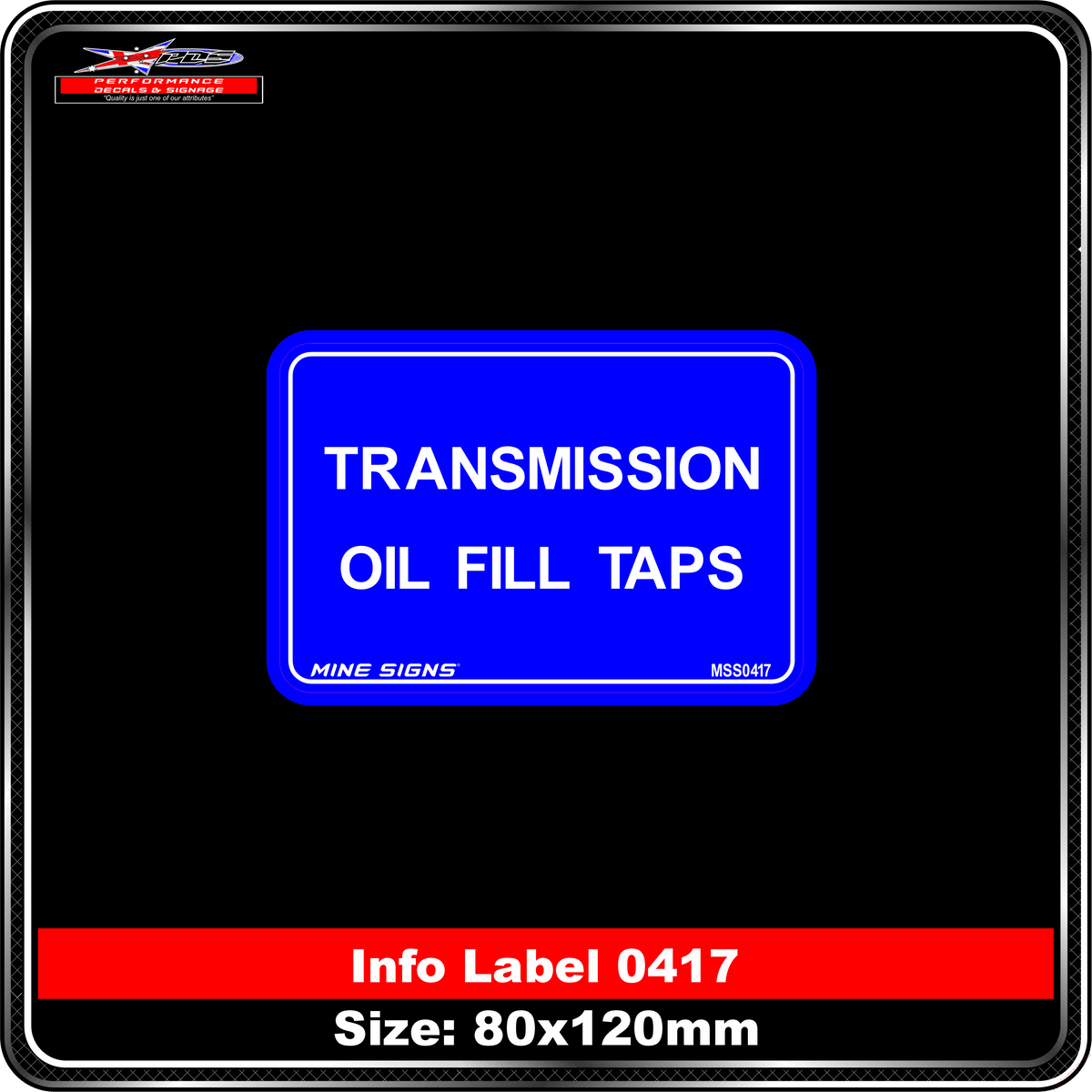 Transmission Oil Fill Taps (Info Label 0417)
