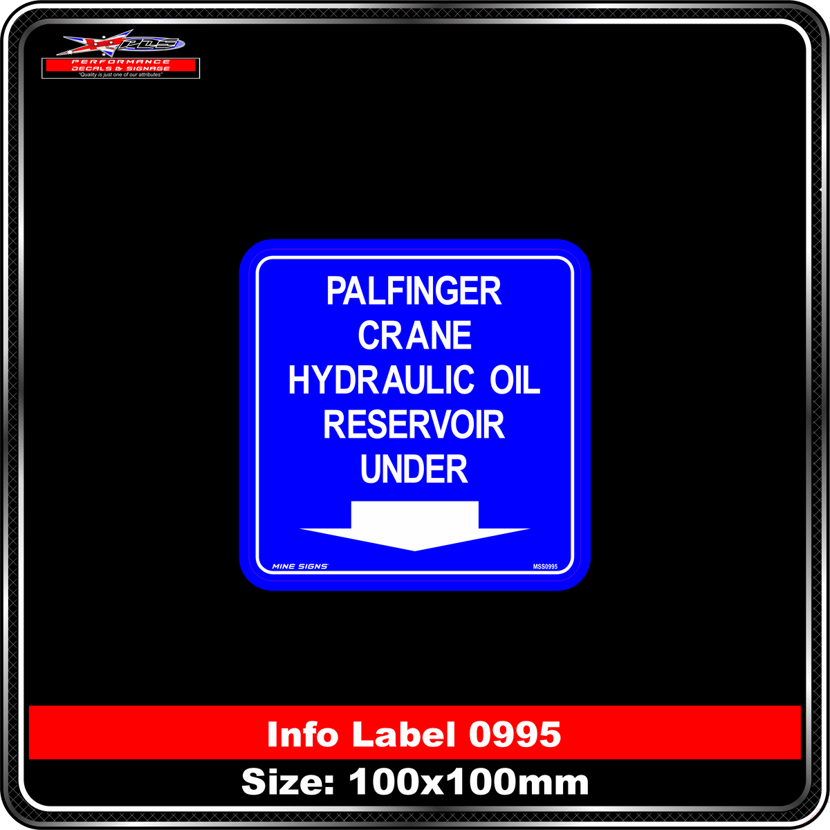 Palfinger Crane Hydaulic Oil Reservoir Under (Info Label 0995)