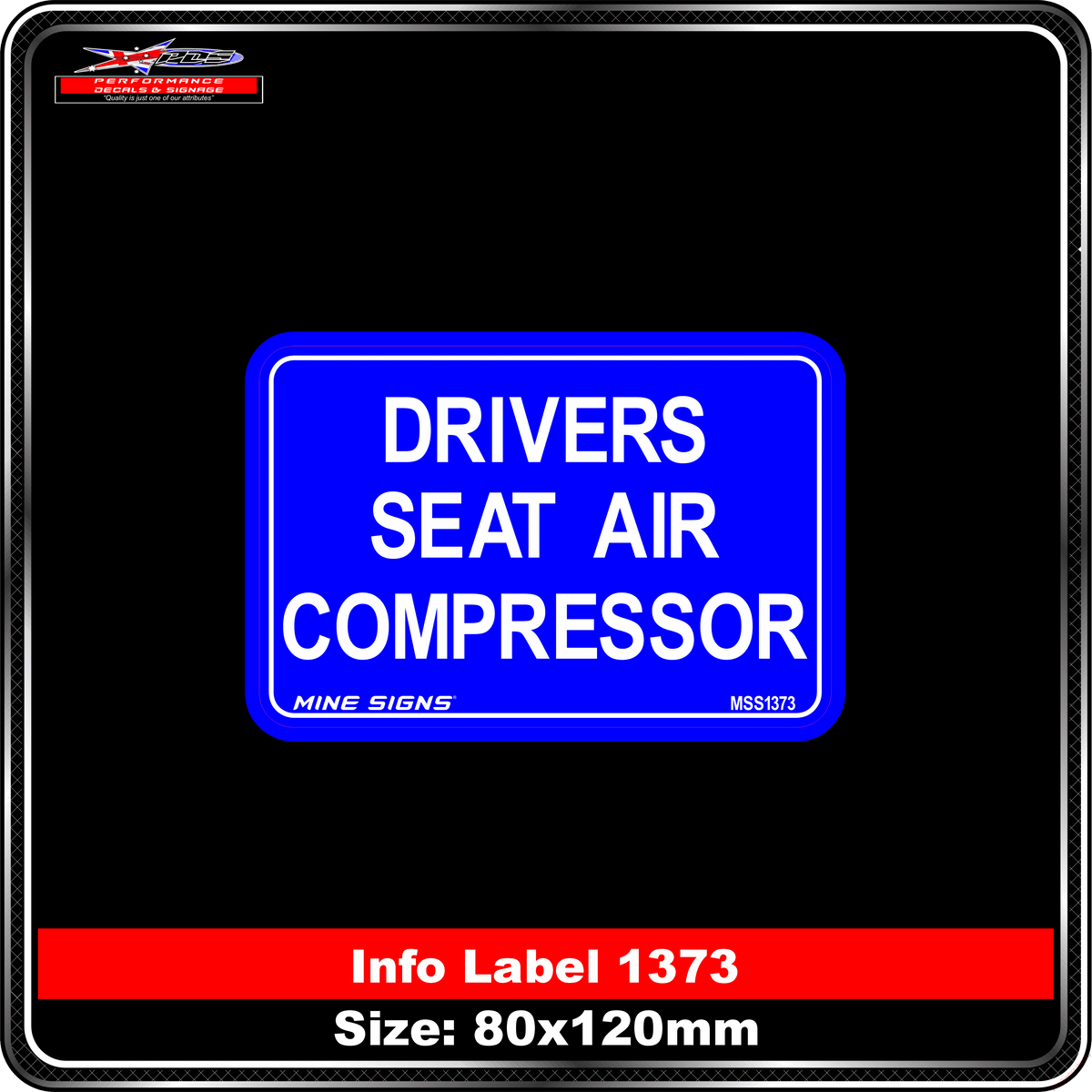 Drivers Seat Air Compressor (Info Label 1373)