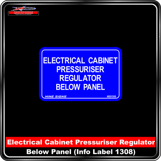 Electrical Cabinet Pressuriser Regulator Below Panel (Info Label 1308) 80 x 125 mm