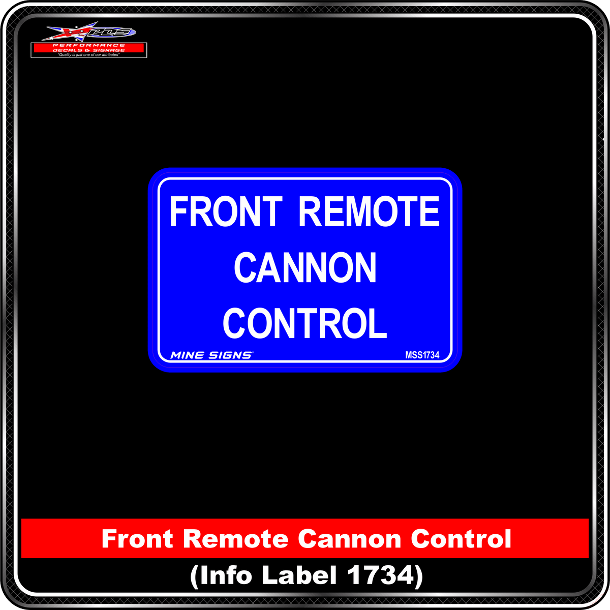 Front Remote Cannon Control (Info Label 1734) 80 x 125 mm