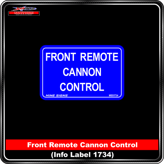 Front Remote Cannon Control (Info Label 1734) 80 x 125 mm