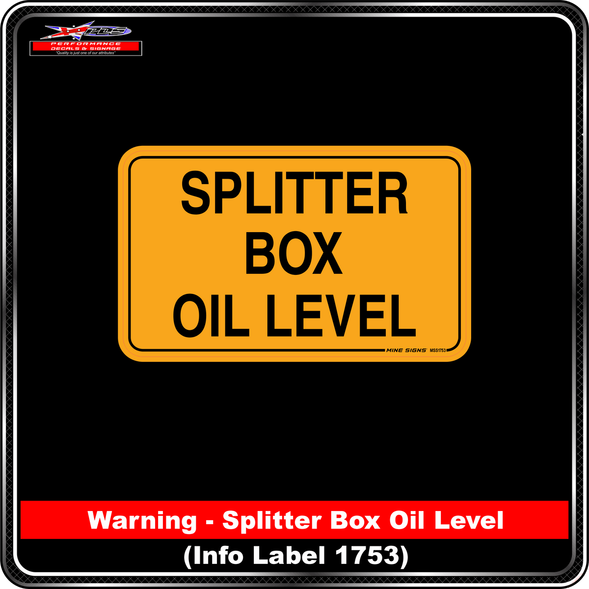 Splitter Box Oil Level (Info Label 1753)