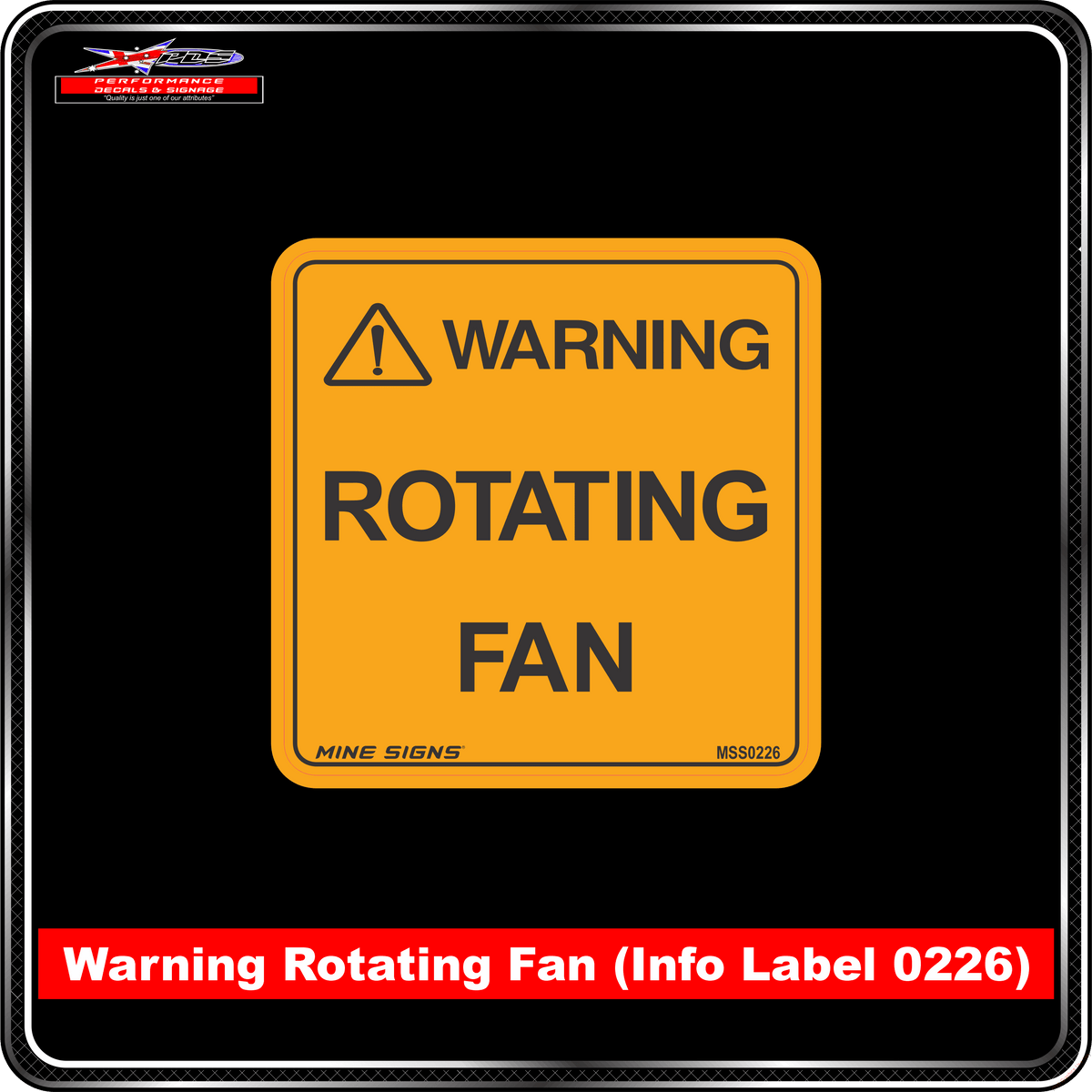 WARNING Rotating Fan (Info Label 0226) 120 x 120 mm