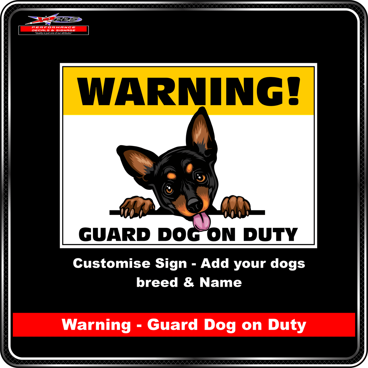 Dog Sign - Warning Guard Dog on Duty