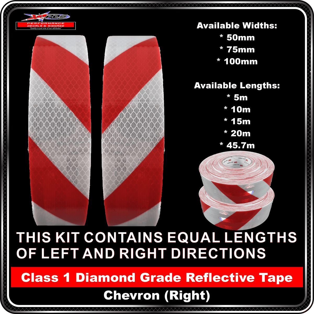 3M Class1 Chevron Reflective Tape 3930 Red/White - KIT