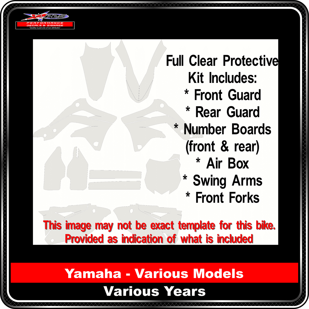 Motorbike Clear Protective Decals Yamaha