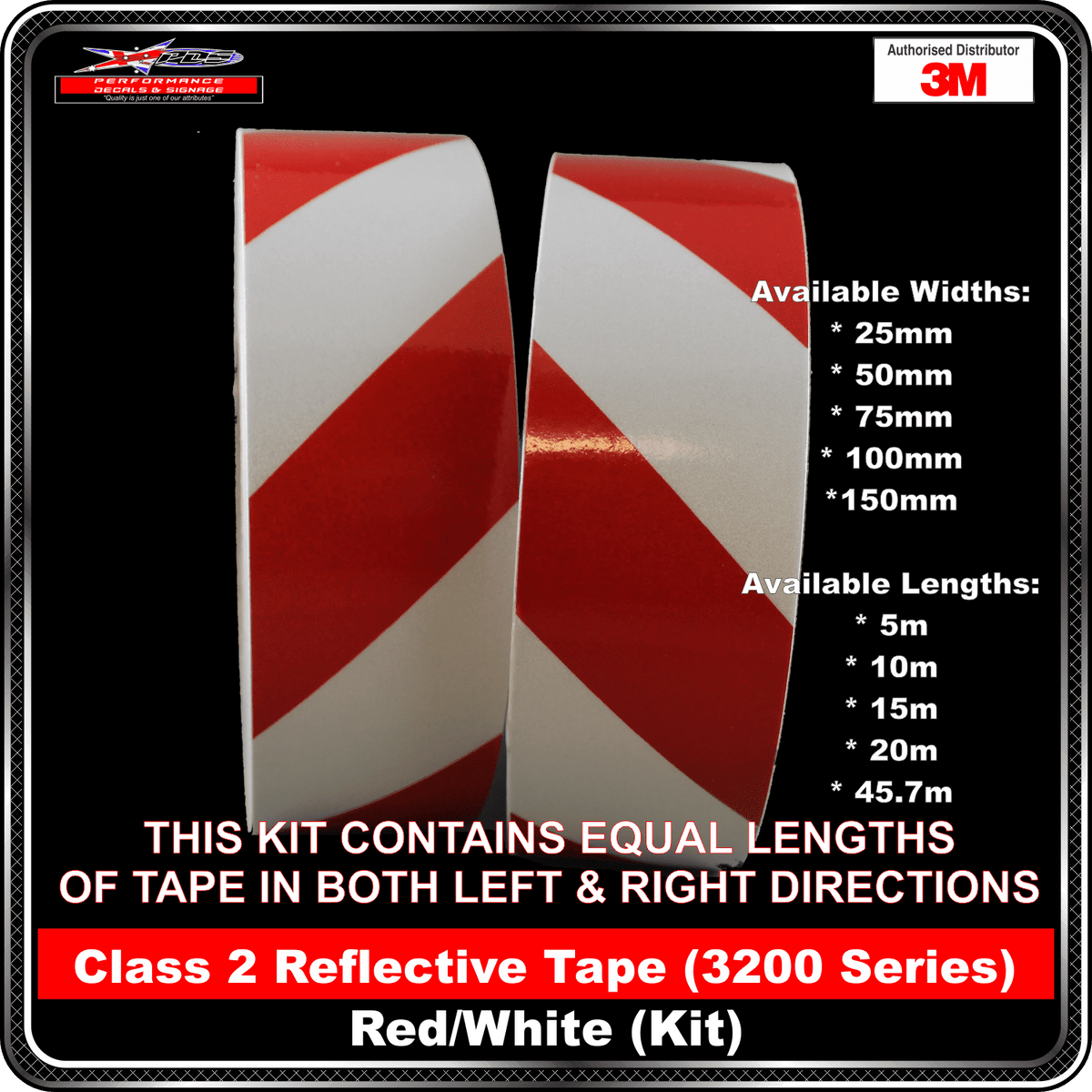 3M Red/White Class 2 Reflective Tape - KIT