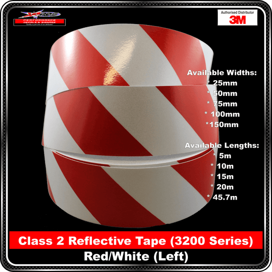 3M Red/White Class 2 LEFT Reflective Tape