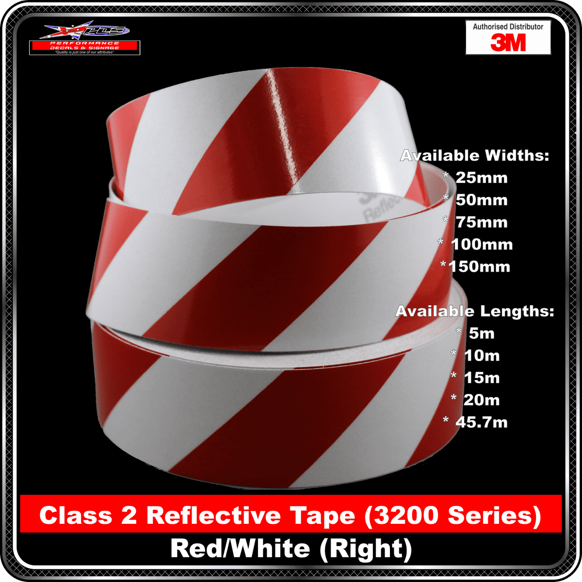 3M Red/White Class 2 RIGHT Reflective Tape