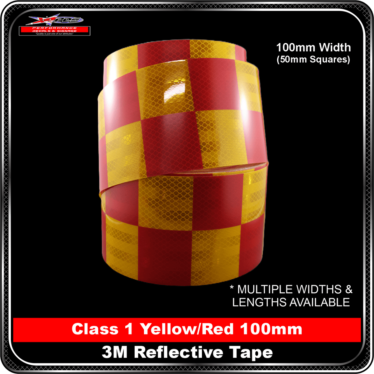 3M Yellow/Red C1 - Chequered Reflective Tape 100mm width (Checkered Tape)