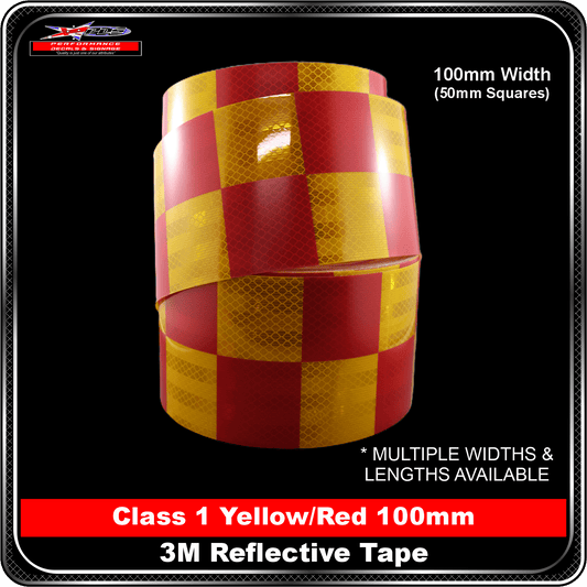 3M Yellow/Red C1 - Chequered Reflective Tape 100mm width (Checkered Tape)