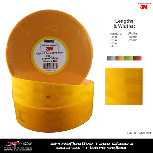 3M Fluoro Yellow (983-21) Reflective Tape Diamond Grade Class 1