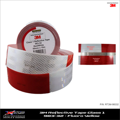 3M Red/White (983-32) Diamond Grade Class 1 Reflective Tape